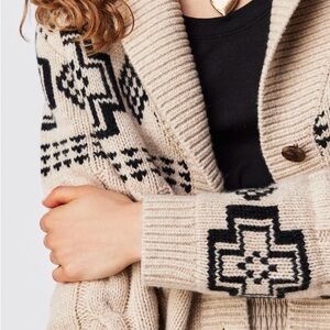 Pendleton Jace Beige and Black Wool Cardigan